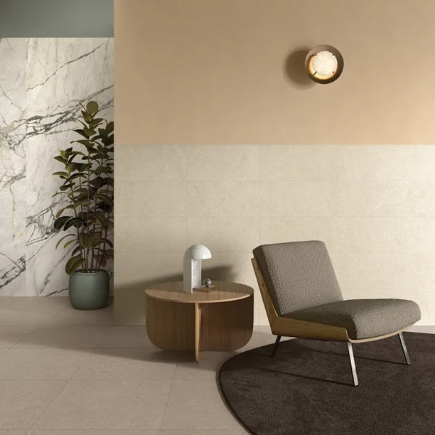 Arizona Tile - Intense Series - 12" x 24" Rectified Porcelain Tile - Clair wall installation