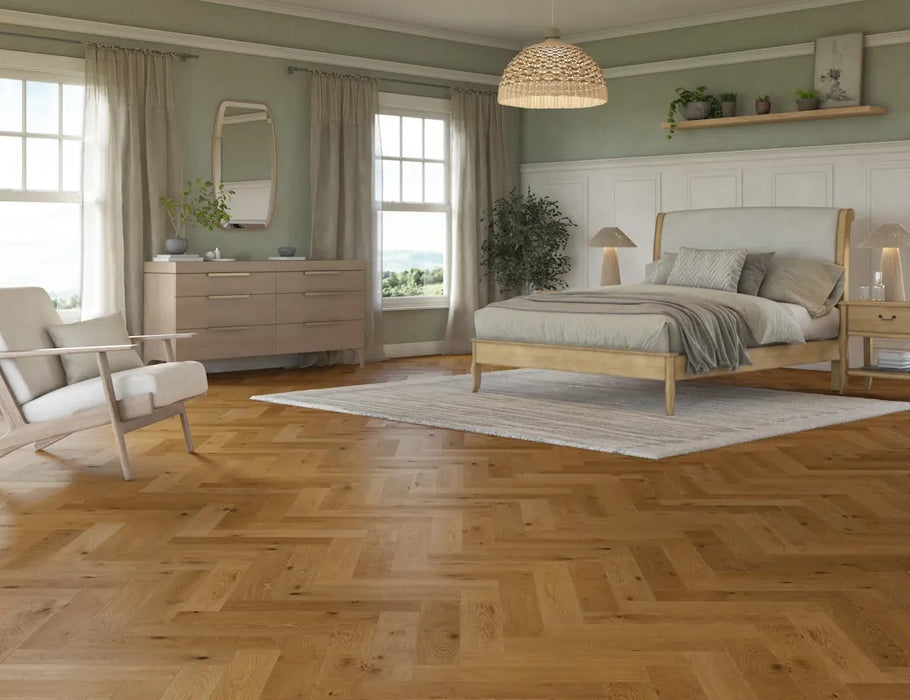 LM Flooring - Duet Herringbone & Plank 5 in Engineered Hardwood - Cleo's Fervor floor installation