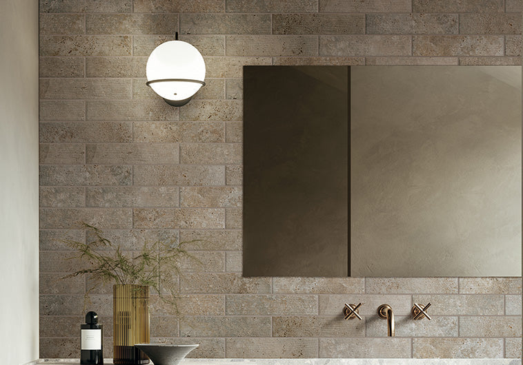 Bellagio - Calco Collection - 3" x 12" Porcelain Tile - Gria wall installation