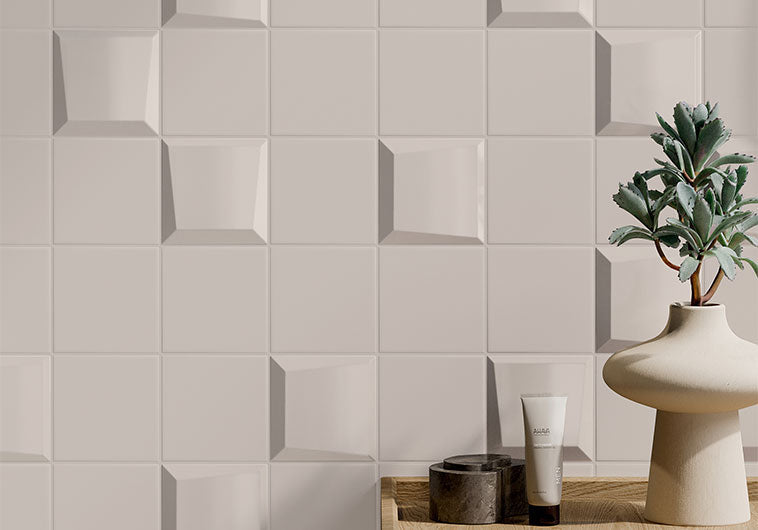 Bellagio - Noelle Collection - 4" x 4" 3D Ceramic Tile - Windall wall installation