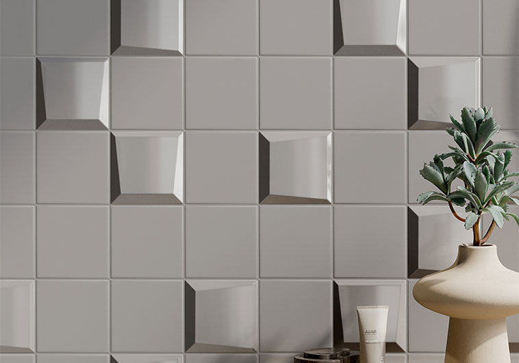 Bellagio - Noelle Collection - 4" x 4" 3D Ceramic Tile - Maevory wall installation