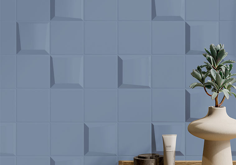 Bellagio - Noelle Collection - 4" x 4" 3D Ceramic Tile - Jayden wall installation
