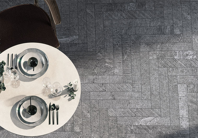 Bellagio - Outback Collection - 3" x 18" Porcelain Tile - Archean floor installation