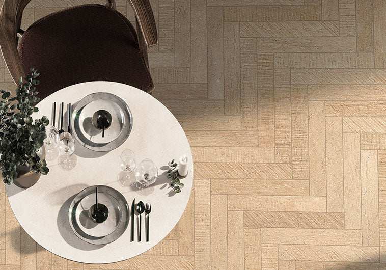 Bellagio - Outback Collection - 3" x 18" Porcelain Tile - Gibson floor installation