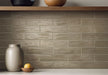 Bellagio - Groove Collection - 3" x 12" Porcelain Tile - Beat Brown wall installation