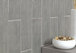Bellagio - Groove Collection - 3" x 12" Porcelain Tile - Jam Grey wall installation