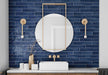 Bellagio - Manacor Collection - 3" x 16" Ceramic Tile - Ocean Blue wall installation