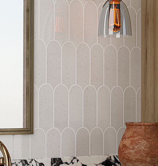 Bellagio - Popsicle Collection - 3" x 9" Ceramic Fan Tile - Dovan wall installation