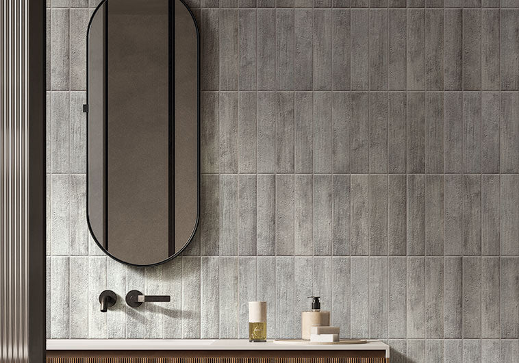 Bellagio - Reya Collection - 3" x 12" Porcelain Tile - Teja wall installation