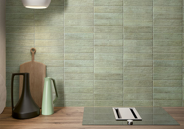 Bellagio - Reya Collection - 3" x 12" Porcelain Tile - Verdura wall installation