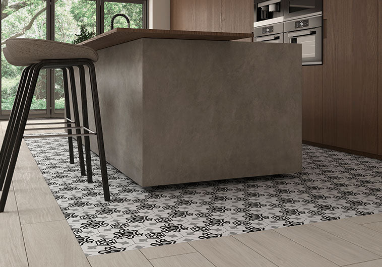 Bellagio - Cucina Italia Collection - 8" x 9" Porcelain Hex Tile - Casa Dollina floor installation