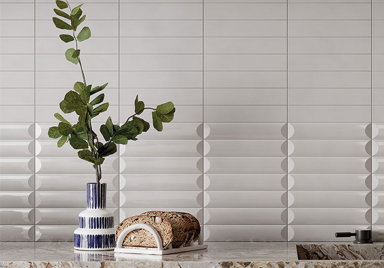 Bellagio - Noelle Collection - 2" x 10" 3D Ceramic Subway Tile - Windall wall installation