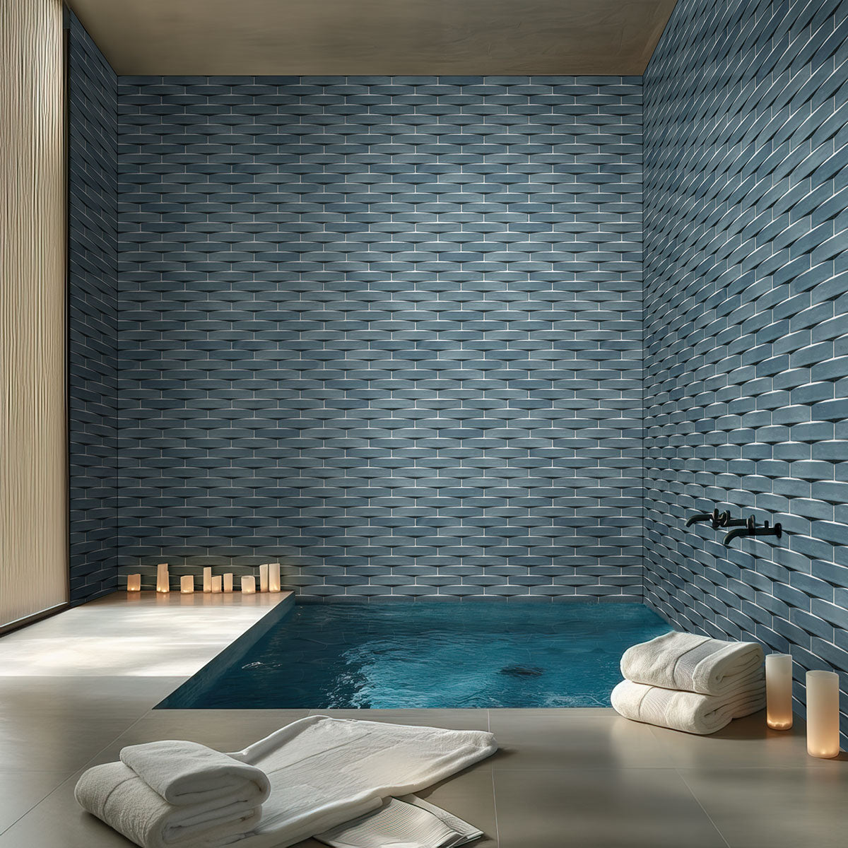 MSI - Convex  2 in. x 10 in. Ceramic Wall Tile - Acqua Installed