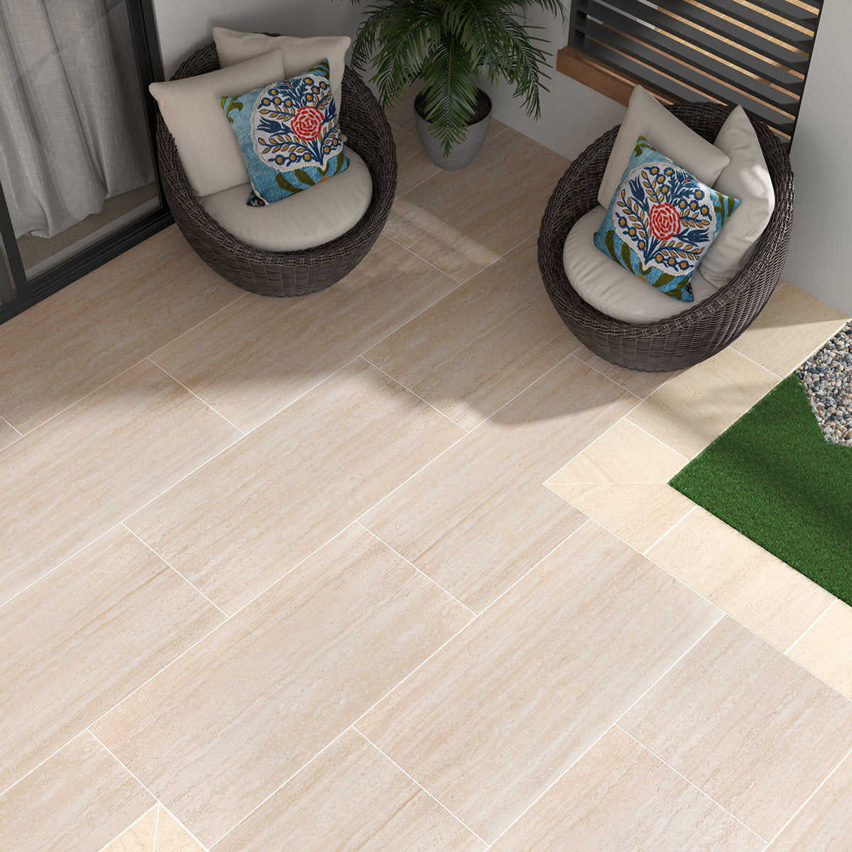 MSI - Cordova - 24 in. x 48 in. - Porcelain Tile Paver - Matte - Avorio Installed