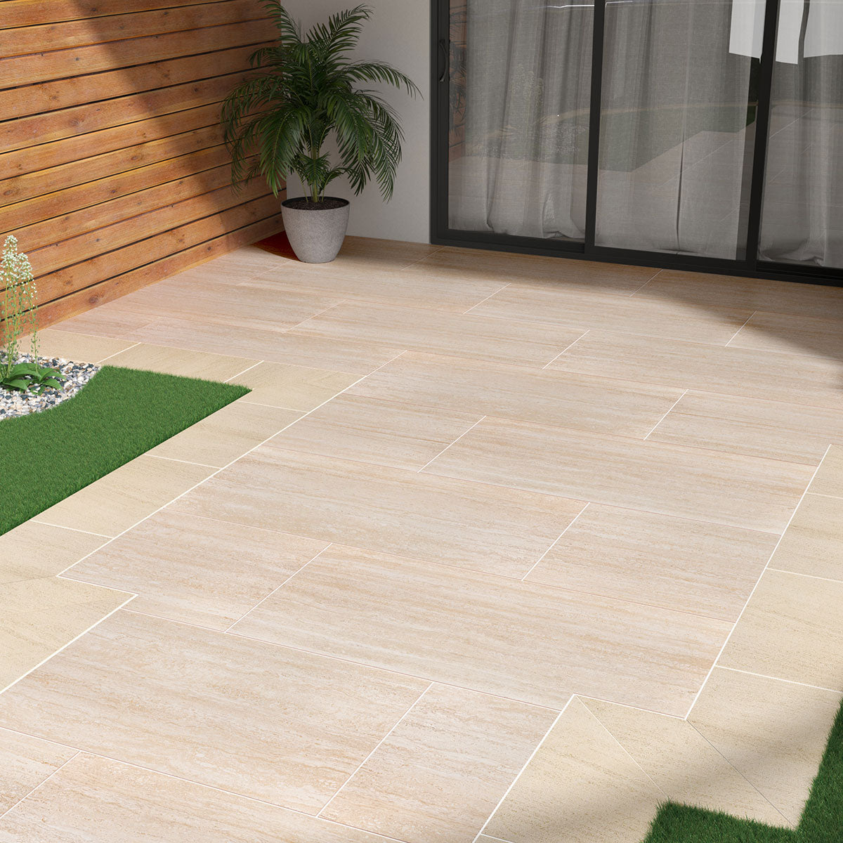 MSI - Cordova - 24 in. x 48 in. - Porcelain Tile Paver - Matte - Avorio Installed