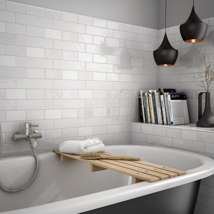 Mosaic & Tile Depot - Cottage 3" x 12" Ceramic Tile - White wall installation
