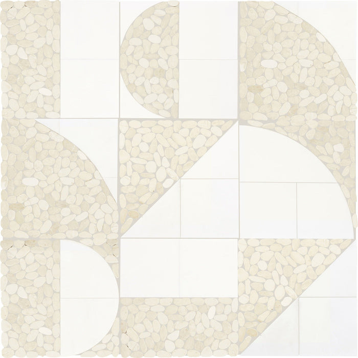 Daltile - Pebble Oasis Natural Stone Mosaic - Art Deco - Icicle