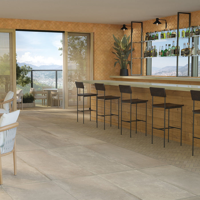 Daltile - Rekindle 2 in. x 6 in. Colorbody Porcelain Mosaic - Beige floor installation