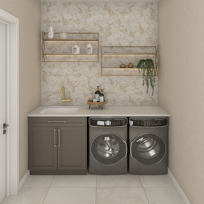 Daltile - Divinium 8 in. x 9 in. Porcelain Hexagon Tile - Nova wall installation