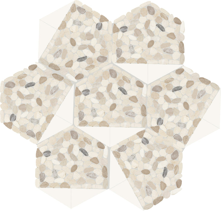 Daltile - Pebble Oasis Natural Stone Mosaic - Tri-Hex - Seashell