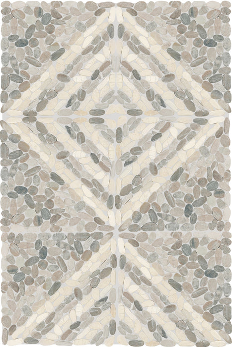 Daltile - Pebble Oasis Natural Stone Mosaic - Striped Pebble - Coal