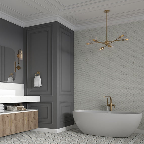 American Olean - Clarasea 1.5" Hexagon Mosaic Tile  - Majestic Installed