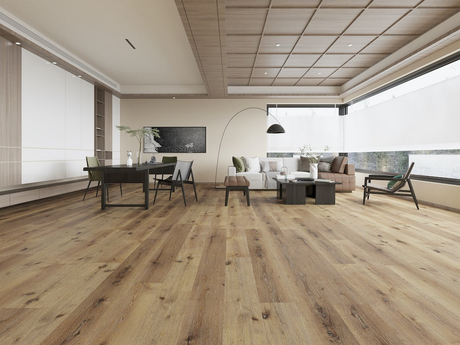 Create Flooring - Contour Collection 9 in. x 48 in. Glue Down Luxury Vinyl Plank - Honey Oak Room