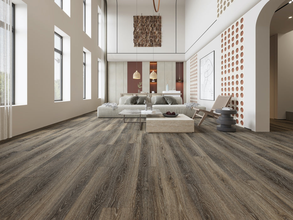 Create Flooring - Contour Collection 9 in. x 48 in. Glue Down Luxury Vinyl Plank - Rustic Oak Room