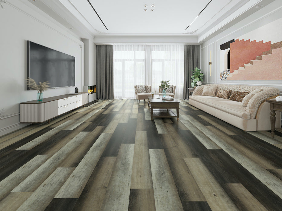 Create Flooring - Contour Collection 9 in. x 48 in. Glue Down Luxury Vinyl Plank - Metropolitan Room Scene