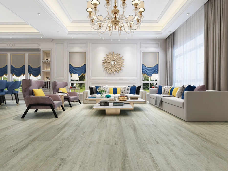 Create Flooring - Sparta Diamond - 9 in. x 72 in. WPC Core Luxury Vinyl - Oyster Room Scene
