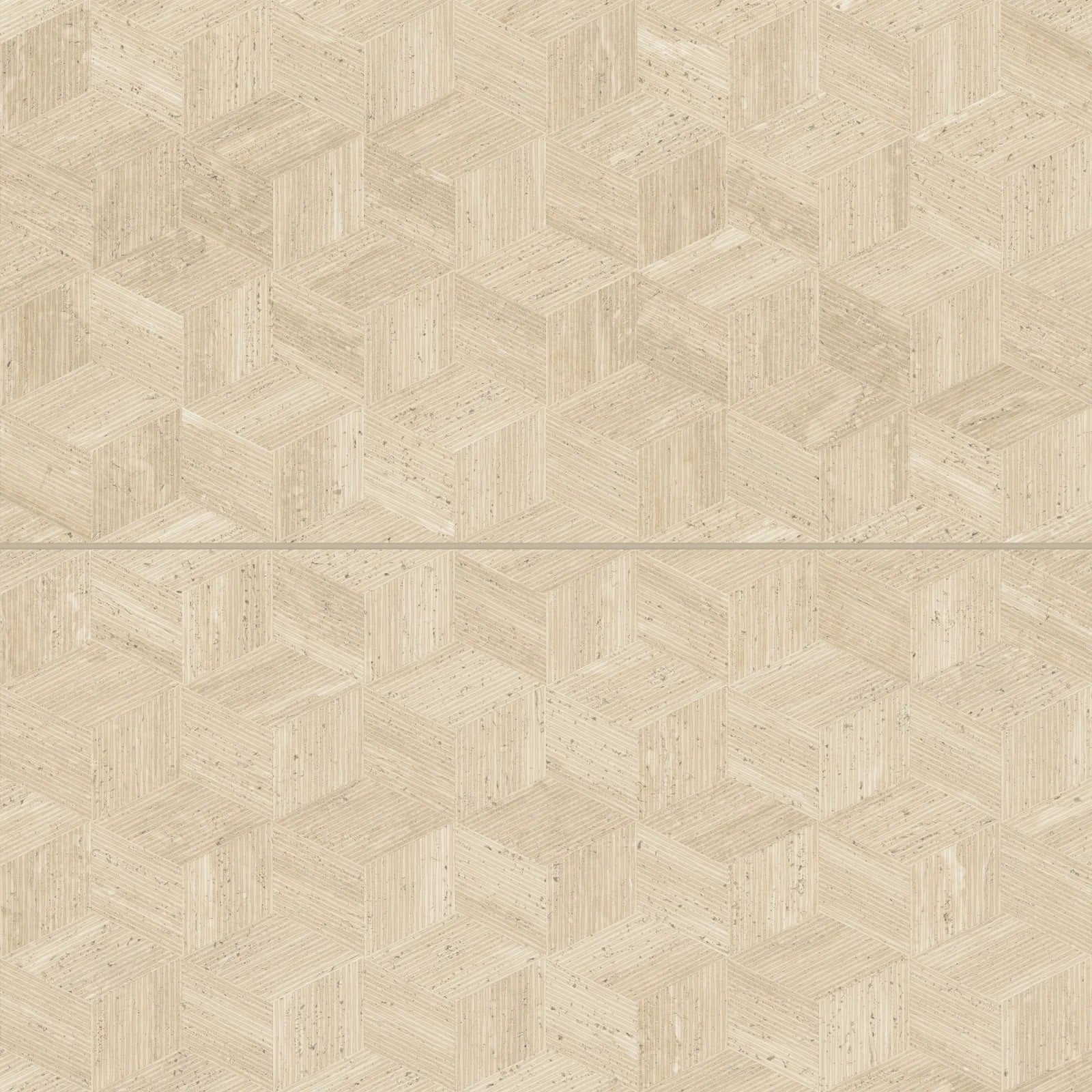 Bedrosians - Sensi Roma 24" x 48" Satin Porcelain Cube Deco Tile - Cream