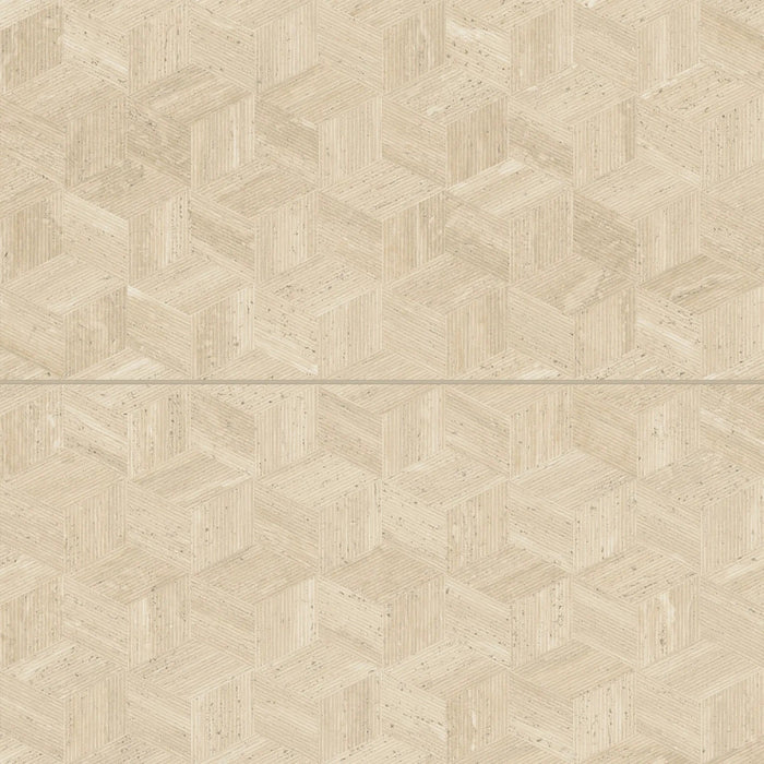 Bedrosians - Sensi Roma 24" x 48" Satin Porcelain Cube Deco Tile - Cream