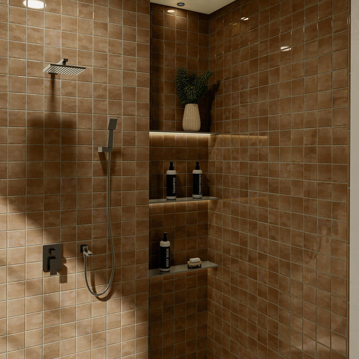 Daltile - Nu Bare - 4 in. x 4 in. - Glossy Ceramic Wall Tile - Caramel Room Scene