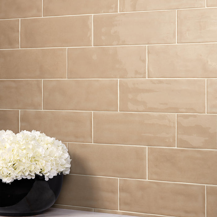 Daltile - Nu Bare - 4 in. x 12 in. - Glossy Ceramic Wall Tile - Caramel Installed