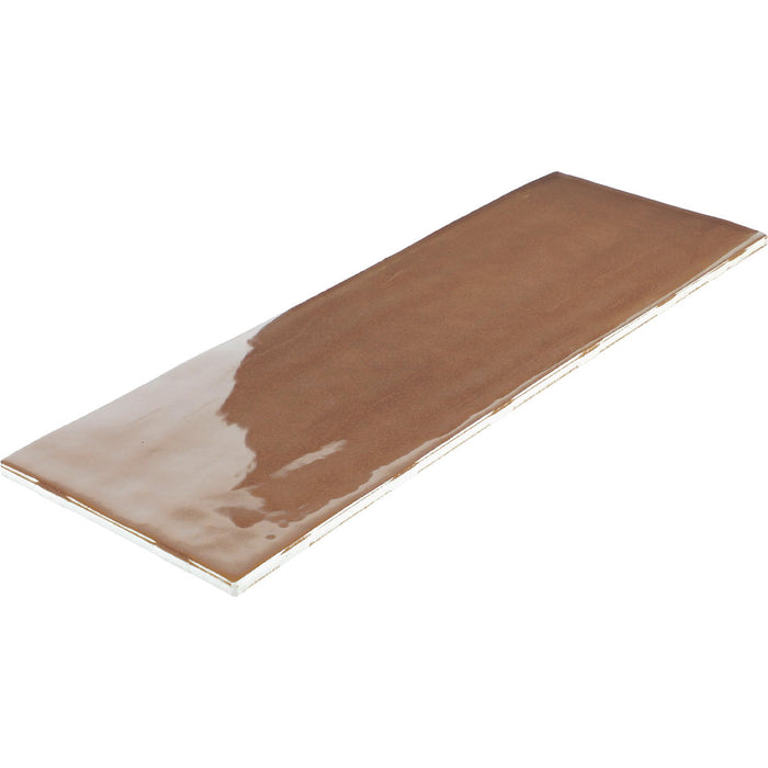 Daltile - Nu Bare - 4 in. x 12 in. - Glossy Ceramic Wall Tile - Cocoa Angled View