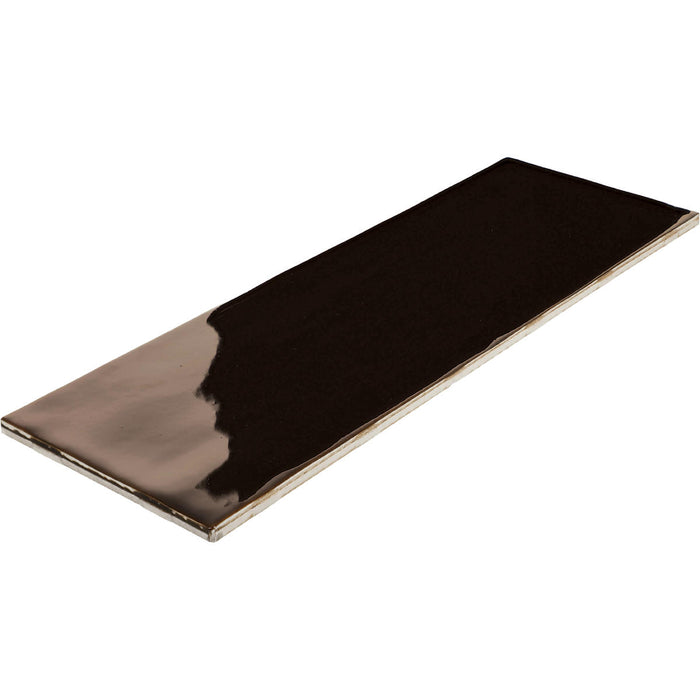 Daltile - Nu Bare - 4 in. x 12 in. - Glossy Ceramic Wall Tile - Ebony Angled View