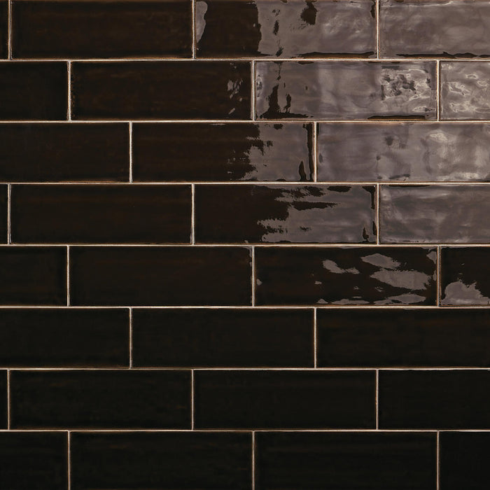 Daltile - Nu Bare - 4 in. x 12 in. - Glossy Ceramic Wall Tile - Ebony
