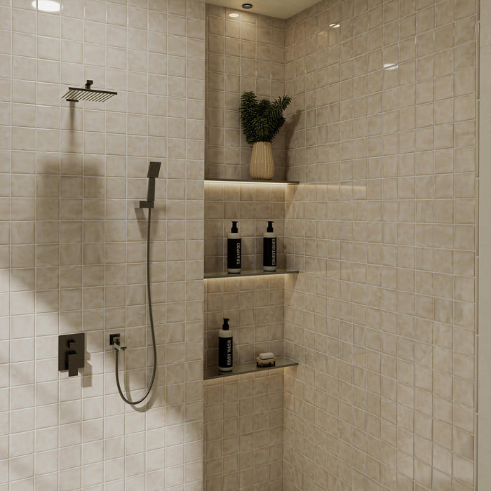 Daltile - Nu Bare - 4 in. x 4 in. - Glossy Ceramic Wall Tile - Bone Shower Install