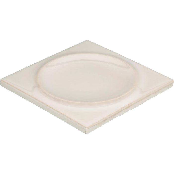 Daltile - Nu Bare - 4 in. x 4 in. Circle - Glossy Ceramic Wall Tile - Bone Side View