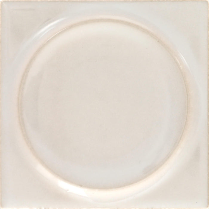 Daltile - Nu Bare - 4 in. x 4 in. Circle - Glossy Ceramic Wall Tile - Bone Single Tile