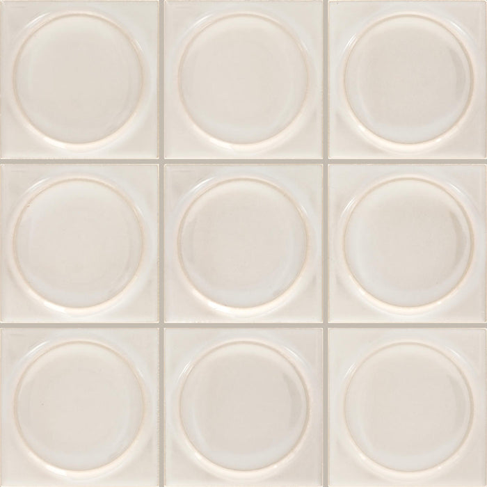 Daltile - Nu Bare - 4 in. x 4 in. Circle - Glossy Ceramic Wall Tile - Bone