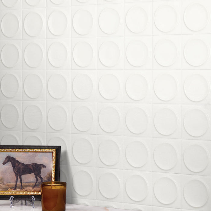 Daltile - Nu Bare - 4 in. x 4 in. Circle - Glossy Ceramic Wall Tile - Powder Installed