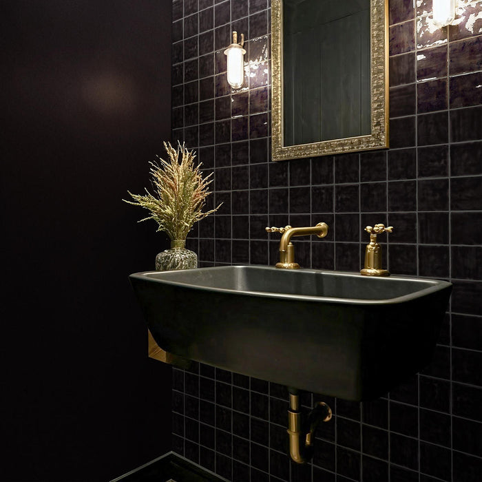 Daltile - Nu Bare - 4 in. x 4 in. - Glossy Ceramic Wall Tile - Ebony Room Scene