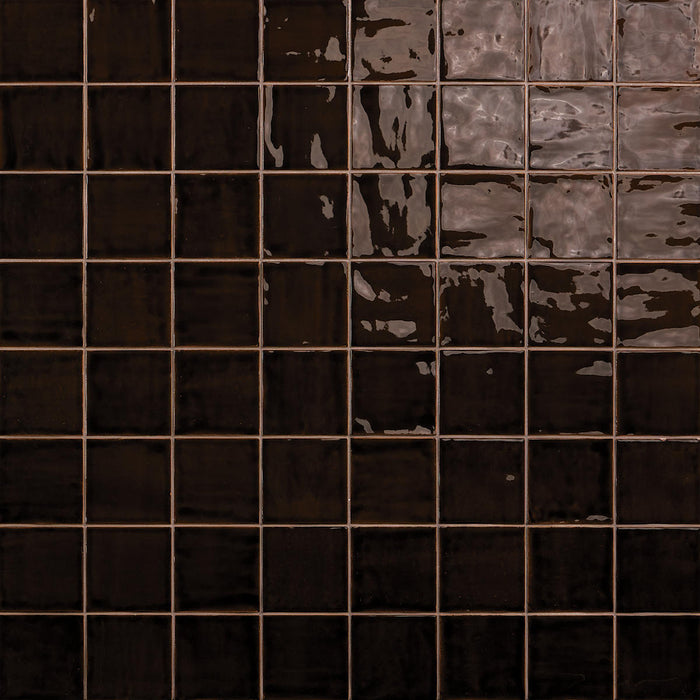 Daltile - Nu Bare - 4 in. x 4 in. - Glossy Ceramic Wall Tile - Ebony Variation