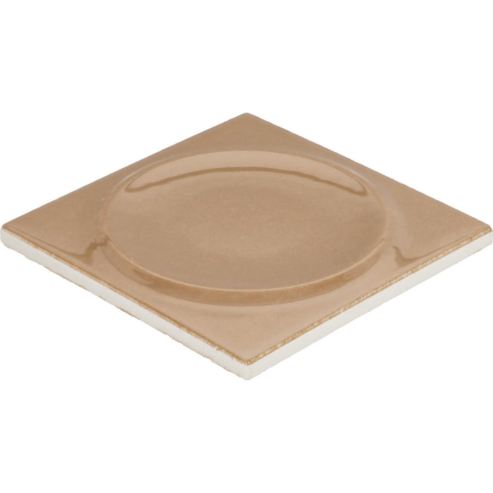 Daltile - Nu Bare - 4 in. x 4 in. Circle - Glossy Ceramic Wall Tile - Caramel Angled View