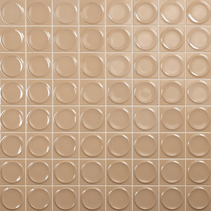 Daltile - Nu Bare - 4 in. x 4 in. Circle - Glossy Ceramic Wall Tile - Caramel Variation