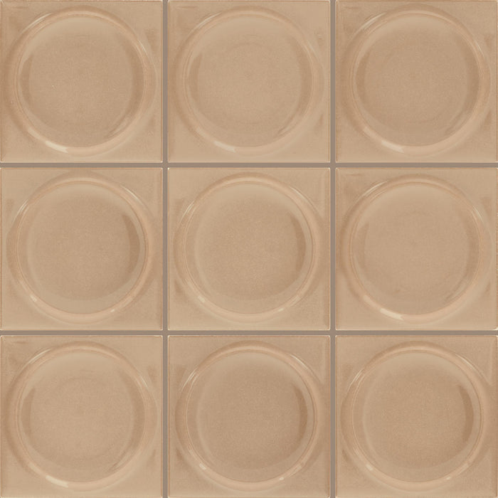 Daltile - Nu Bare - 4 in. x 4 in. Circle - Glossy Ceramic Wall Tile - Caramel