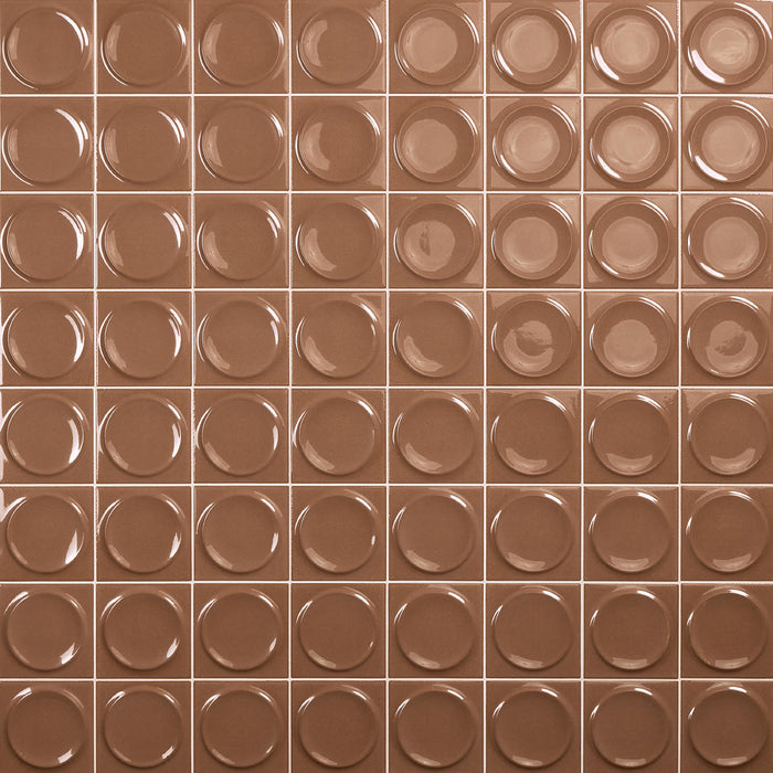 Daltile - Nu Bare - 4 in. x 4 in. Circle - Glossy Ceramic Wall Tile - Cocoa Installed