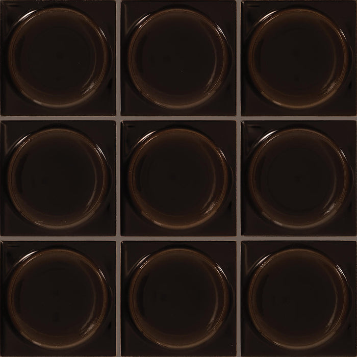 Daltile - Nu Bare - 4 in. x 4 in. Circle - Glossy Ceramic Wall Tile - Ebony