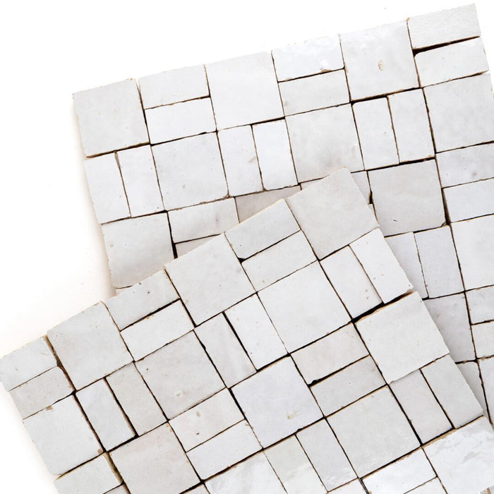 Lungarno - Zellige Bespoke - Crosshatch Terracotta Mosaic - Desert Pearl 2